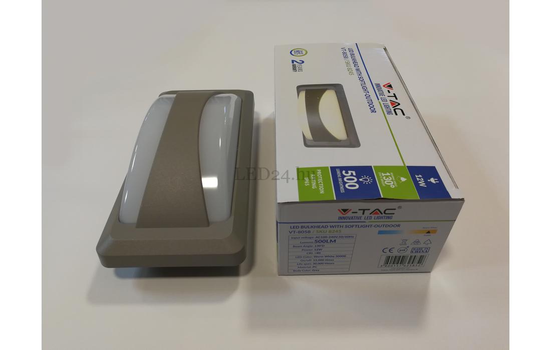 12W LED Fali lámpatest természetes fehér, IP65 12W Szürke Kültéri Fali Lámpa Természetes Fehér, IP65 (8246)