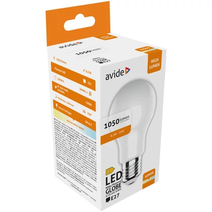 Avide LED Filament Opla Globe, 8,5W, E27, 4000K, NW, 1050 lumen