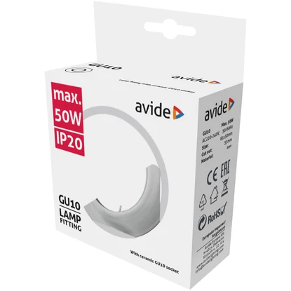 Avide beépíthető fix spot keret, domború, króm, IP20, GU10 foglalat