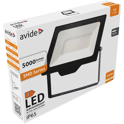  Avide LED Opál Reflektor Slim SMD 50W NW 4000K, 5000 lumen, IP65, Gyorscsatlakozóval