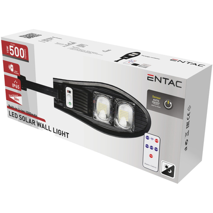 15w napelemes utcai lámpa mozgásérzékelővel, távirányítóval, automatikus dimmer funkcióval, 500 lumen, IP65