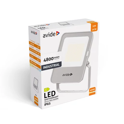  Avide LED Ipari Reflektor, szürke házas, SMD 30W NW 160lm/W 4000K IP65 4800lm