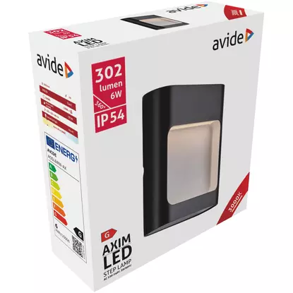  Avide Axim kültéri lépcső LED lámpa, 3000K, meleg fehér, lépcsővilágítás, irányfény, 6W, IP54