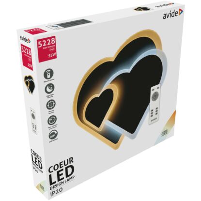 Avide Design Mennyezeti Lámpa Coeur 55W RF Távirányítóval (LED, színhőmérséklet állítható, dimmelhető, oyster)