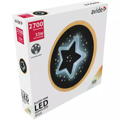 Avide Ellery Mini 33W Fali, Mennyezeti Design Oyster, Lámpa (csillagos, 2700 lumen, LED, 3 világítási mód)