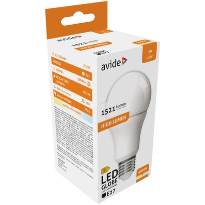 Avide LED Globe A60 13W E27 lámpa, természetes fehér, NW, 4000K, 1521 lumen