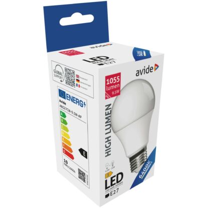 Avide LED Globe A60 9.5W E27 lámpa, hideg fehér, CW, 6400K, 1055 lumen
