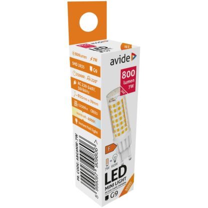 Avide LED 7W G9 220° NW, 4000K, természetes fehér, 800 lumen