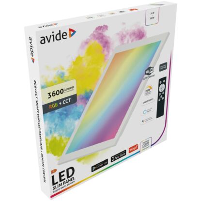 Avide LED slim panel 36W, RGB+CCT, 2700K-6400K, 3600 lumen, 595x595x30mm