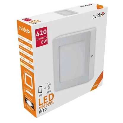 Avide LED Falra Szerelhető Négyzetes Mennyezeti Lámpa, ALU, 6W, NW, 4000K, 420 lumen, természetes fehér