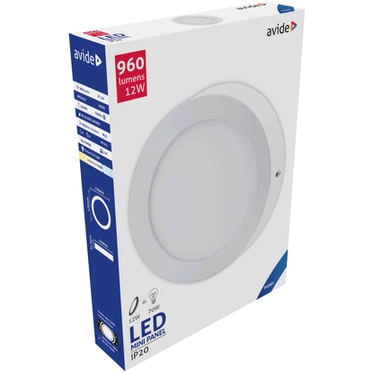 Avide LED Falra Szerelhető Kerek Mennyezeti Lámpa, ALU, 12W, CW, 6400K, 960 lumen, hideg fehér