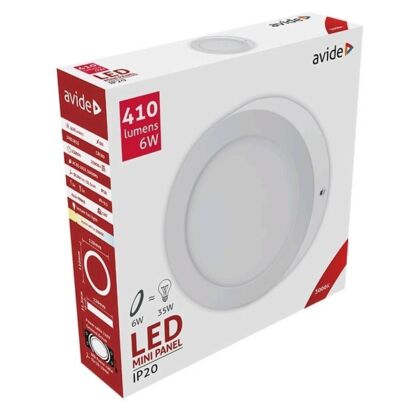 Avide LED Falra Szerelhető Kerek Mennyezeti Lámpa, ALU, 6W, WW, 3000K, 410 lumen, meleg fehér