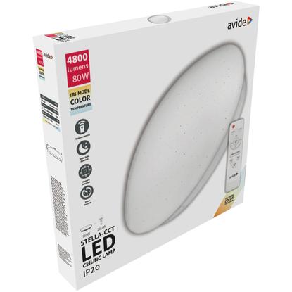 Avide LED Mennyezeti Lámpa Stella-CCT 80W (40+40) IR távirányítóval, 4800 lumen, 760 mm átmérő, óriás, dimmelhető