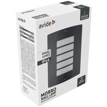 Avide Morro kültéri fali lámpatest, IP44, kerti, 1x20W, cserélhető fényforrás, E27