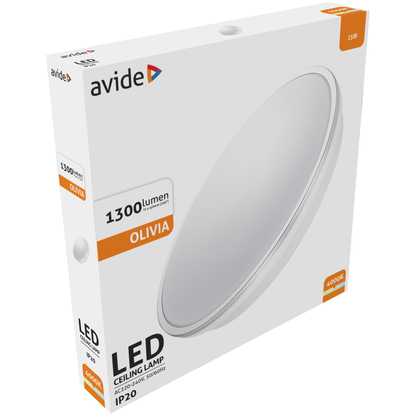 Avide Olivia 15W mennyezeti LED lámpa, 1300 lumen, 4000K, természetes fehér, ezüst, IP20