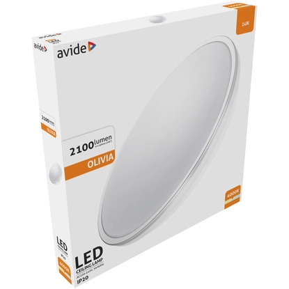 Avide Olivia 24W mennyezeti LED lámpa, 2100 lumen, 4000K, természetes fehér, ezüst, IP20