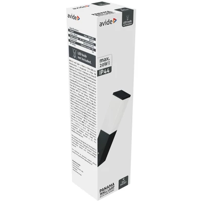  Avide Panama kültéri fali lámpa, 1xE27, IP44, Fekete, rozsdamentes acél