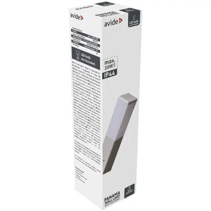  Avide Panama kültéri fali lámpa, 1xE27, IP44, Szatén Nikkel, rozsdamentes acél