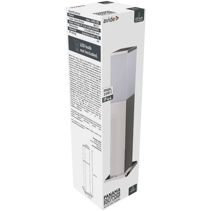 Avide Panama kültéri álló lámpa, 1xE27, IP44, Szatén Nikkel, rozsdamentes acél, 500mm