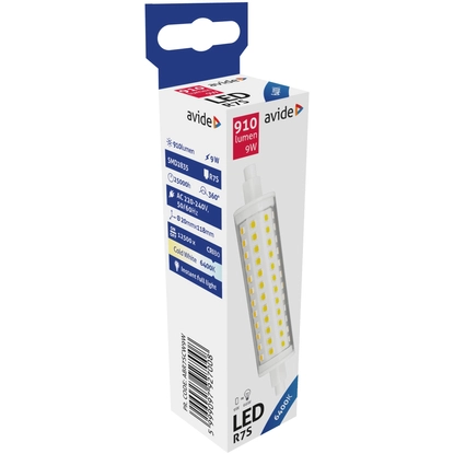 Avide LED 9W R7S fényforrás 20x118mm, CW, 6400K, hideg fehér, 910 lumen