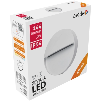  Avide Sevilla kültéri lépcső LED lámpa, 4000K, természetes fehér, lépcsővilágítás, irányfény, 3W, IP54