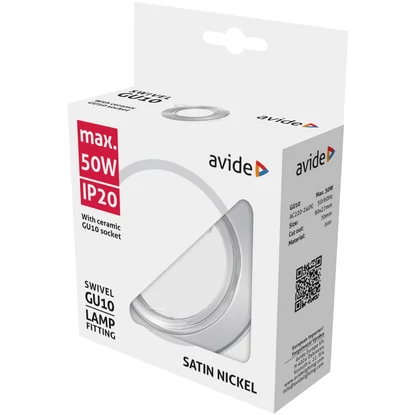 Avide beépíthető, forgatható spot keret, szatén nikkel, IP20, GU10 foglalat