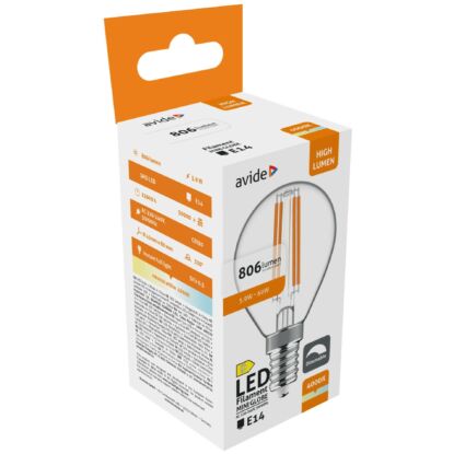 Avide LED Filament Mini Globe, 5,9W, E14, természetes fehér, 806 lumen, dimmelhető