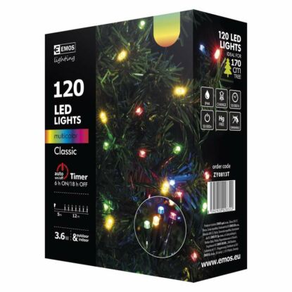 Karácsonyi Fényfüzér Színes/ Multi Color, IP44, 120 Led, Időzítős