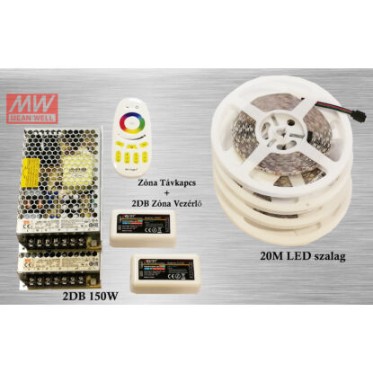 Profi RGB LED szalag szett (5050 SMD 60led/m szalag +RF touch vezérlő + 2db 150W táp)