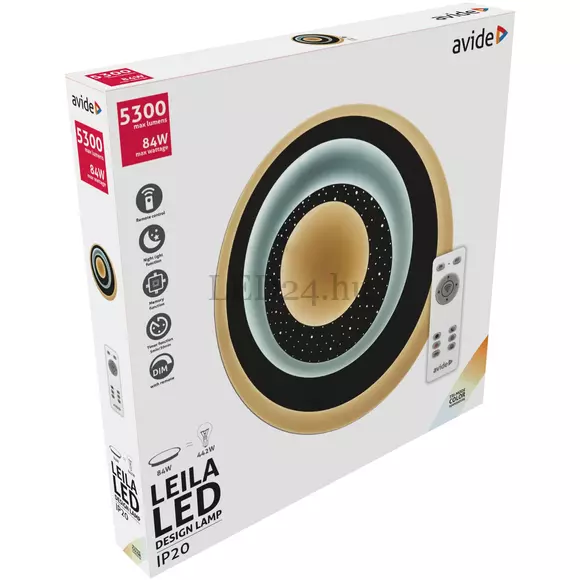 Avide Design mennyezeti lámpa Leila, 84W, max.5300 lumen, rf távirányítóval, CCT, dimmelhető