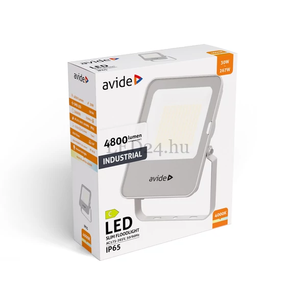  Avide LED Ipari Reflektor, szürke házas, SMD 30W NW 160lm/W 4000K IP65 4800lm