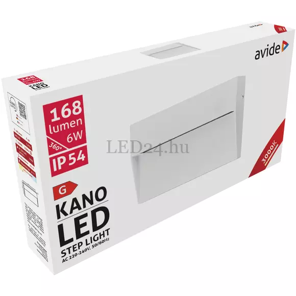  Avide Kano kültéri lépcső LED lámpa, 3000K, meleg fehér, lépcsővilágítás, irányfény, 6W, IP54, 180mm