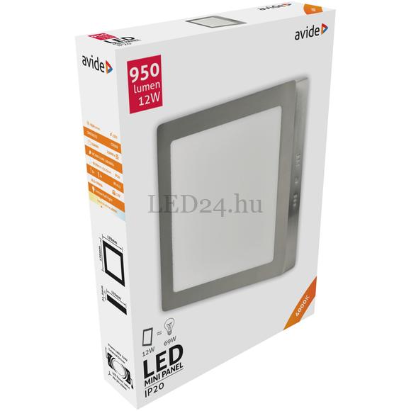 Avide 12w falon kívüli led panel természetes fehér négyzet alakú