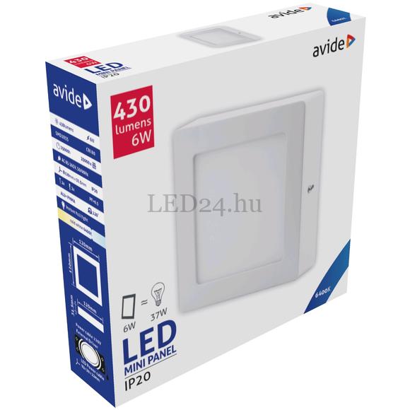 Avide 6w falon kívüli led panel hideg fehér négyzet alakú