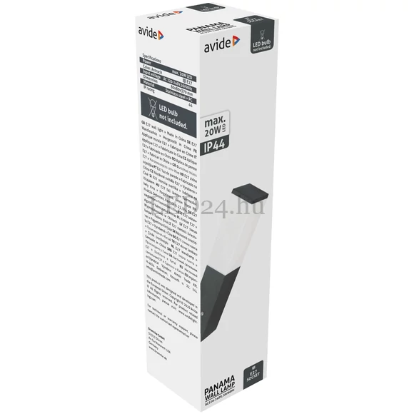  Avide Panama kültéri fali lámpa, 1xE27, IP44, Antracit, rozsdamentes acél