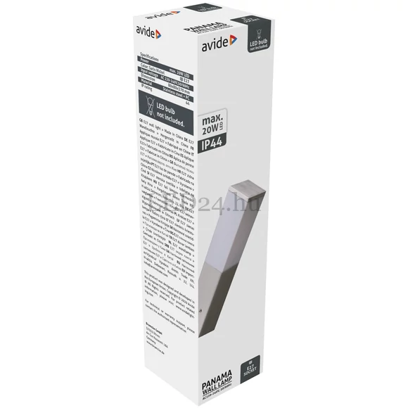  Avide Panama kültéri fali lámpa, 1xE27, IP44, Szatén Nikkel, rozsdamentes acél