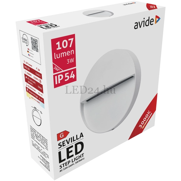  Avide Sevilla kültéri lépcső LED lámpa, 3000K, meleg fehér, lépcsővilágítás, irányfény, 3W, IP54