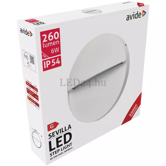  Avide Sevilla kültéri lépcső LED lámpa, 3000K, meleg fehér, lépcsővilágítás, irányfény, 6W, IP54