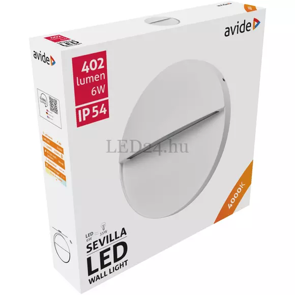  Avide Sevilla kültéri lépcső LED lámpa, 4000K, természetes fehér, lépcsővilágítás, irányfény, 6W, IP54