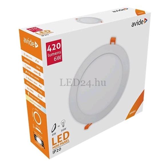 Avide 6w süllyesztett led panel, természetes fehér, kör alakú