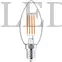Kép 2/4 - Avide LED Filament Candle, 5,9W, E14, 330°, WW, 2700K, meleg fehér, 806 Lumen, gyertya, üveg bura, Fényerőszabályozható