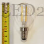 Kép 5/6 - 2W Filament LED izzó  (E14, 250 lumen, meleg fehér, kisgömb)